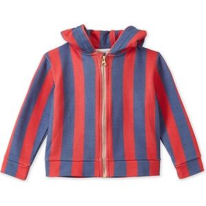 VILD HOUSE OF LITTLE  Striped Organic Cotton Zip Up Hoodie, Red/Blue